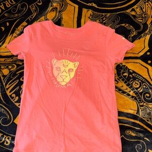 Puma Pink Short Sleeve Tee with Gold Lion Graphic